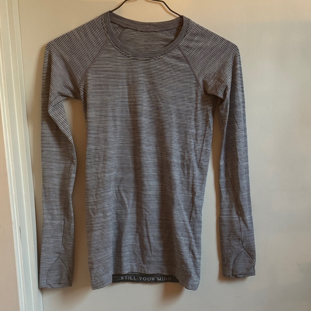 Lululemon Black and White Striped Long Sleeve